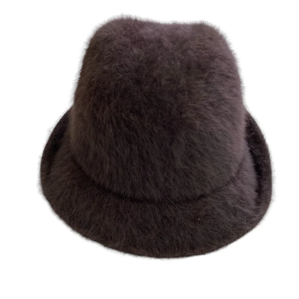 Shihreen Hat Turn Brim Fedora Textured Brown‎ Angora Blend (One Size)